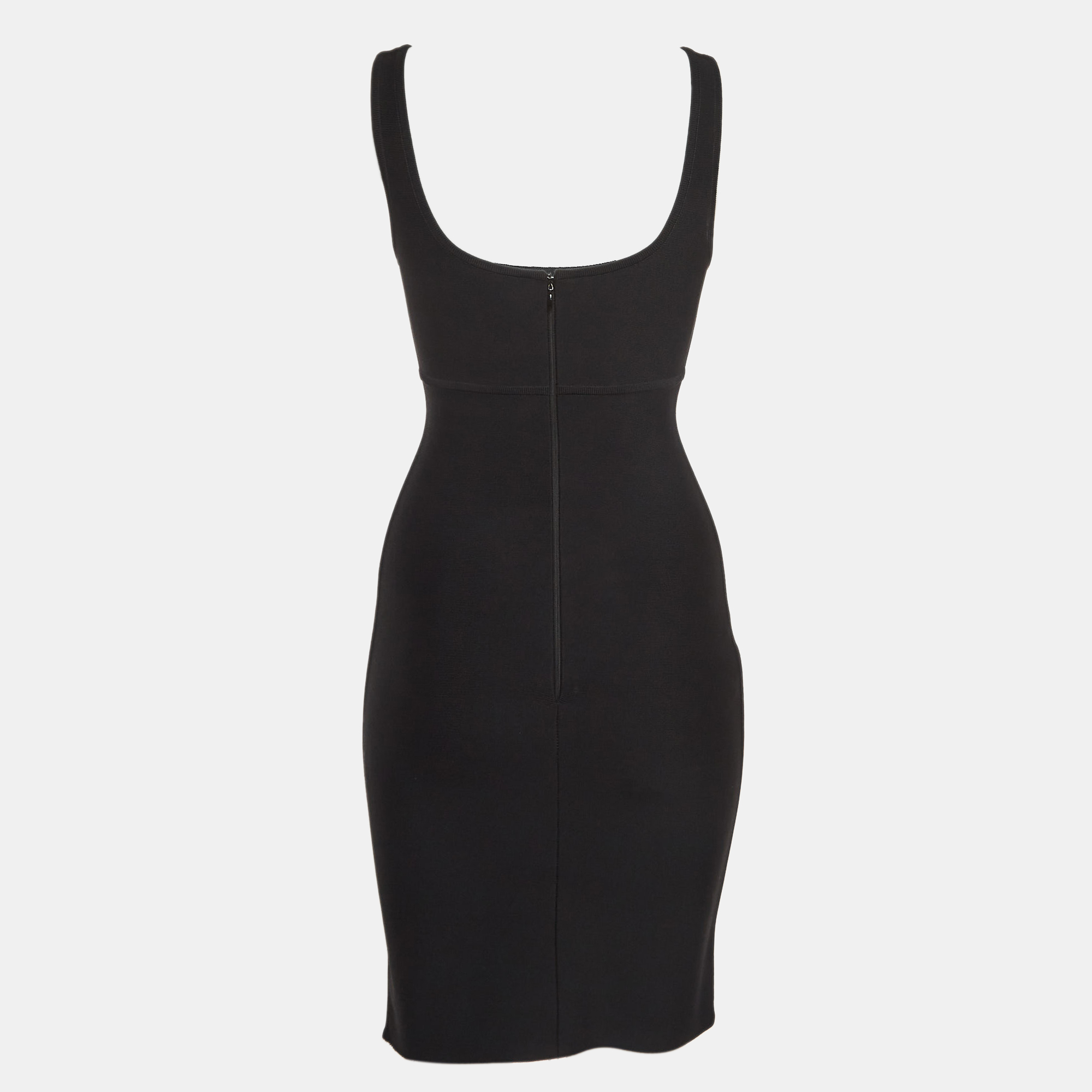 

Herve L Leroux Vintage Black Stretch Knit Sleeveless Bodycon Dress