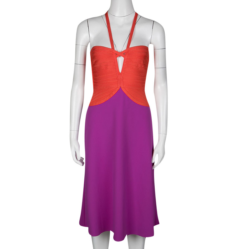 

Herve Leger Color Block Cutout Detail Sleeveless Emmaline Dress, Multicolor