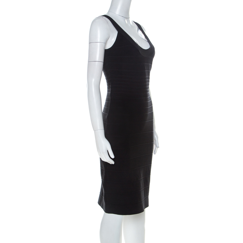 

Herve Leger Black Sleeveless Sydney Signature Bandage Dress