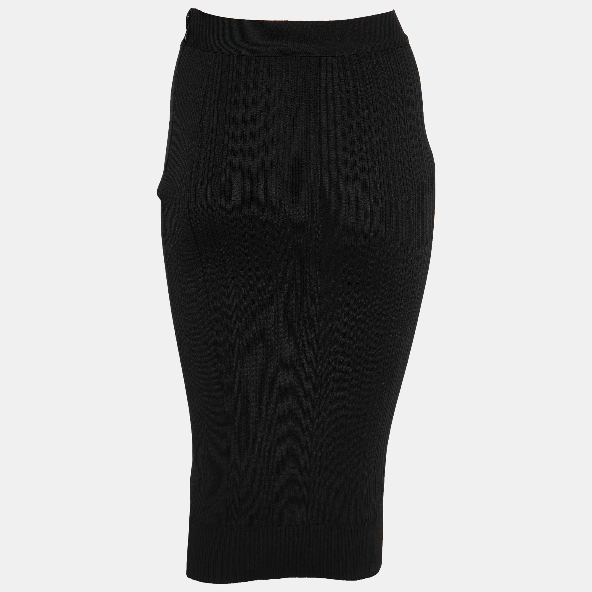 

Herve Leger Black Ribbed Knit Pencil Skirt