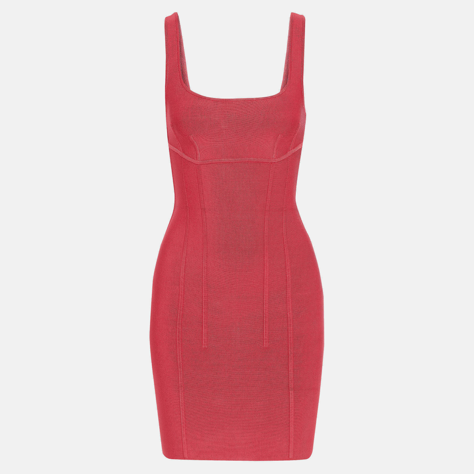 Pre-owned Herve Leger Rayon Mini Dress S In Pink