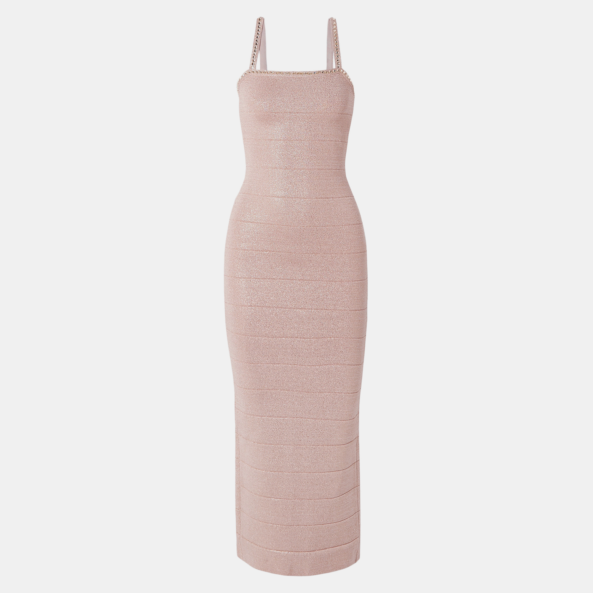 Pre-owned Herve Leger Rayon Maxi Dress M In Pink