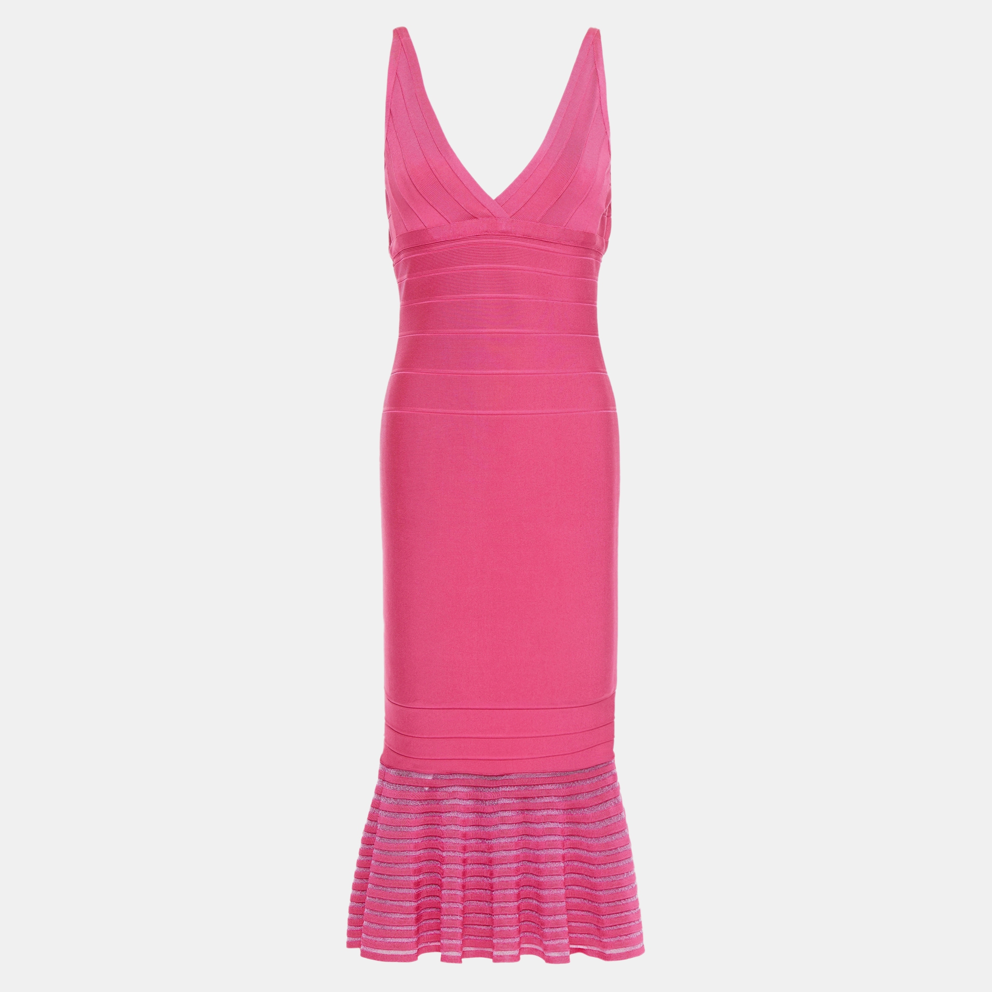 

Herve Leger Pink Bandage Knit Midi Dress
