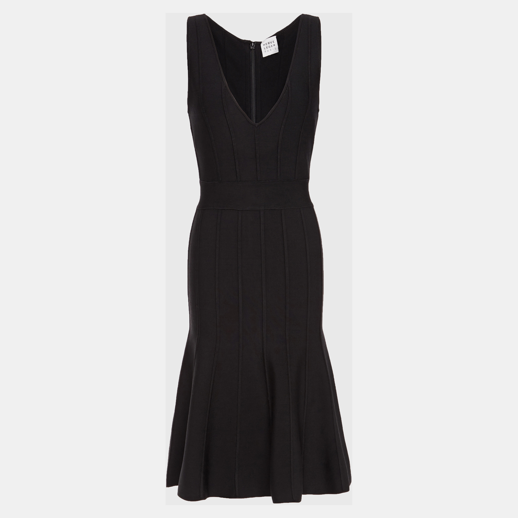Black Knit Sleeveless Knee Length Dress