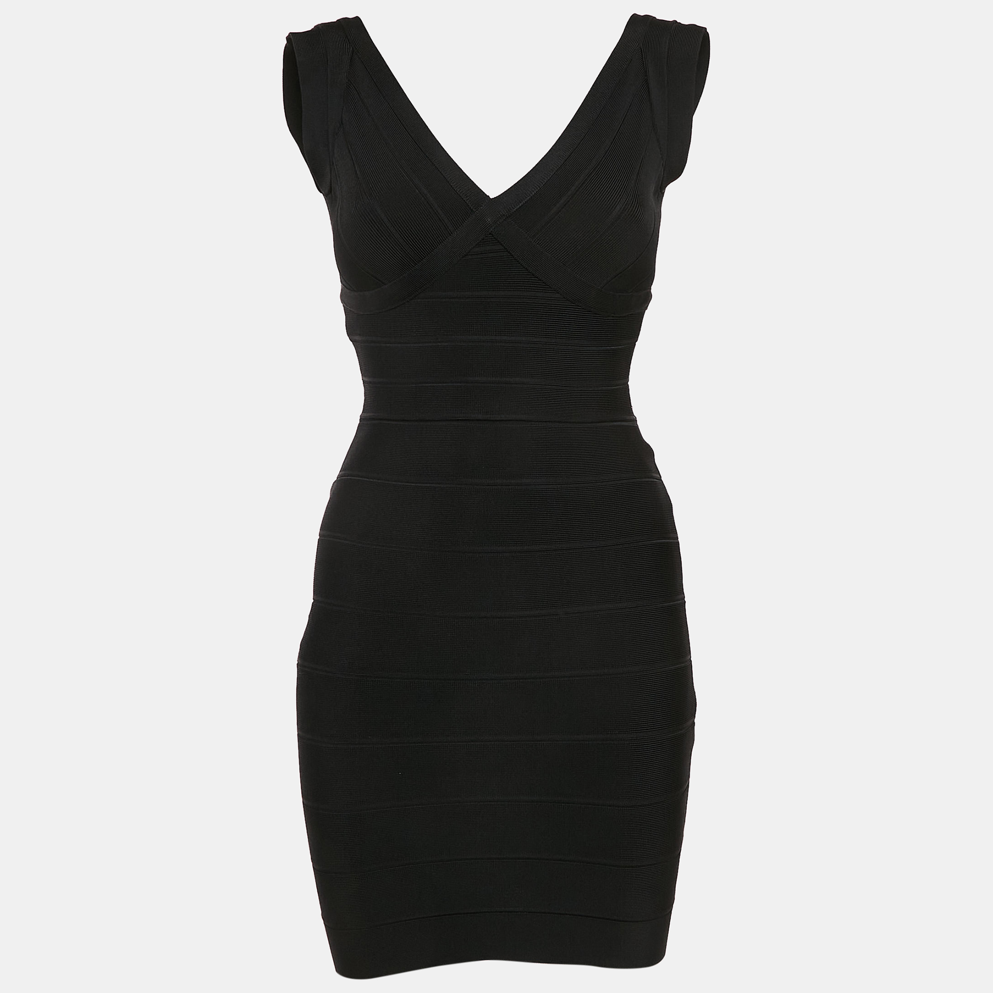 

Herve Leger Black Knit Mini Lane Bandage Dress XS