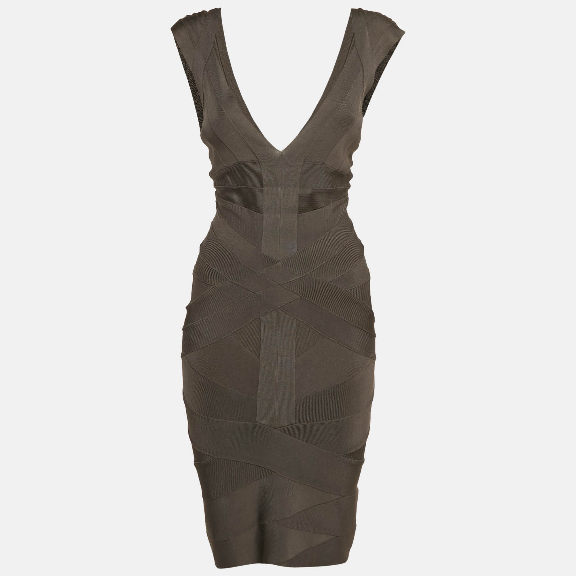 

Herve Leger Grey Bandage Knit Mini Lane Dress S