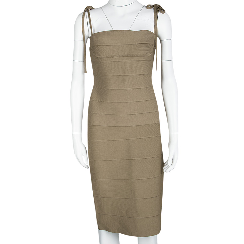 

Herve Leger Brown Bandage Tie Detail Top and Skirt Set