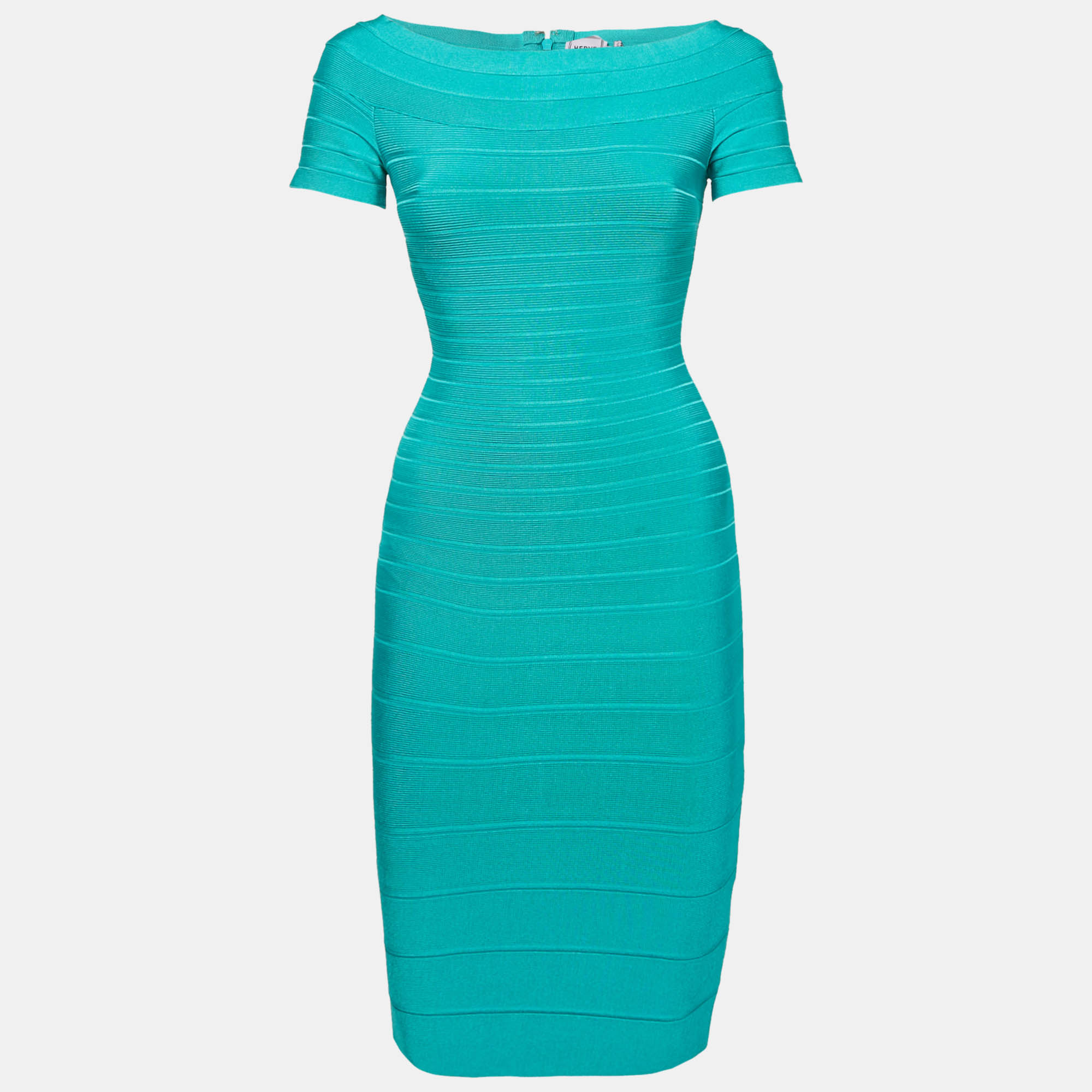 

Hervé Léger Blue Knit Bandage Carmen Mini Dress XS