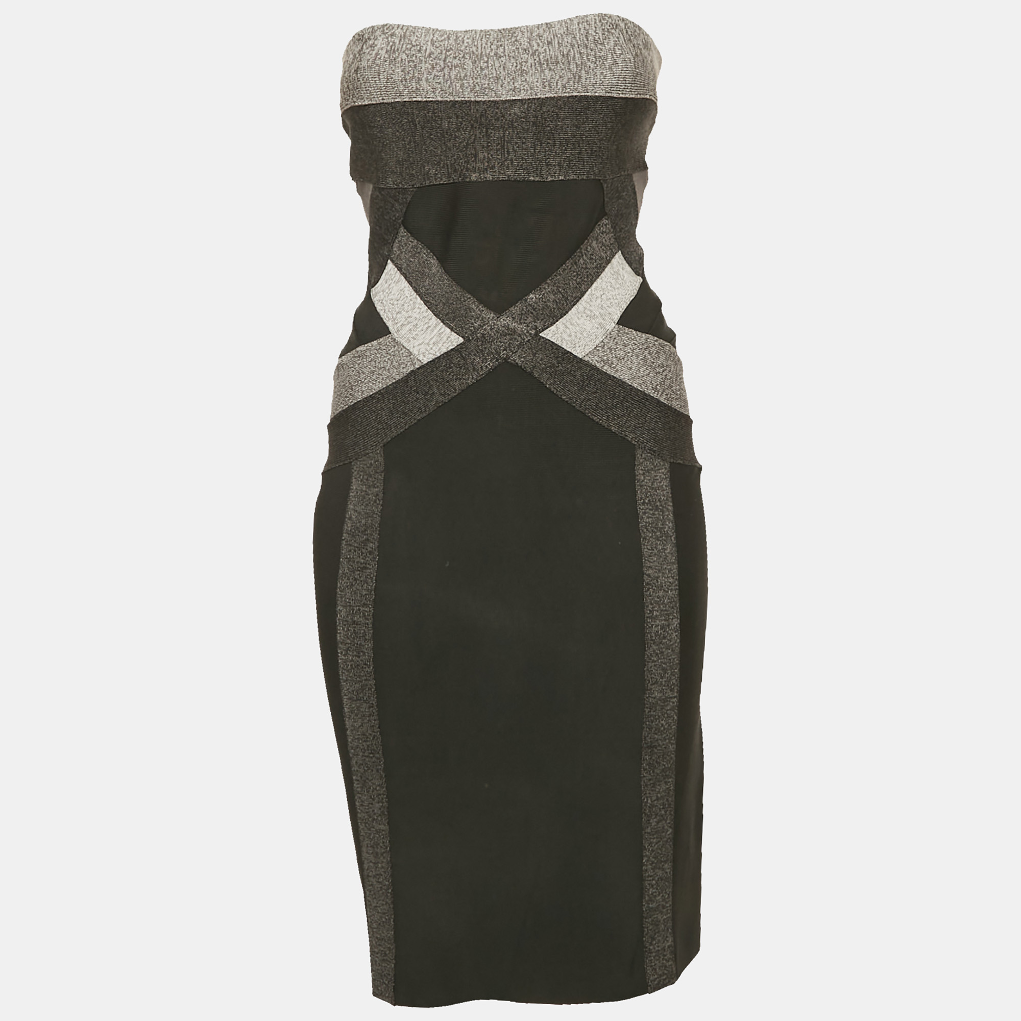 

Herve Leger Black Knit Strapless Bodycon Dress M
