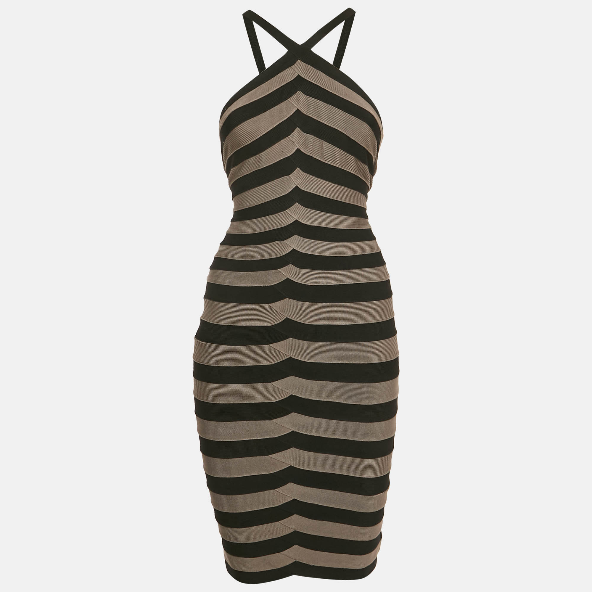 

Herve Leger Black/Grey Knit Bandage Dress S