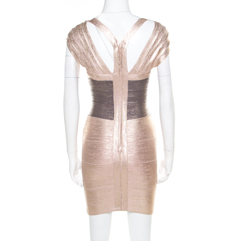 Herve leger rose gold dress best sale