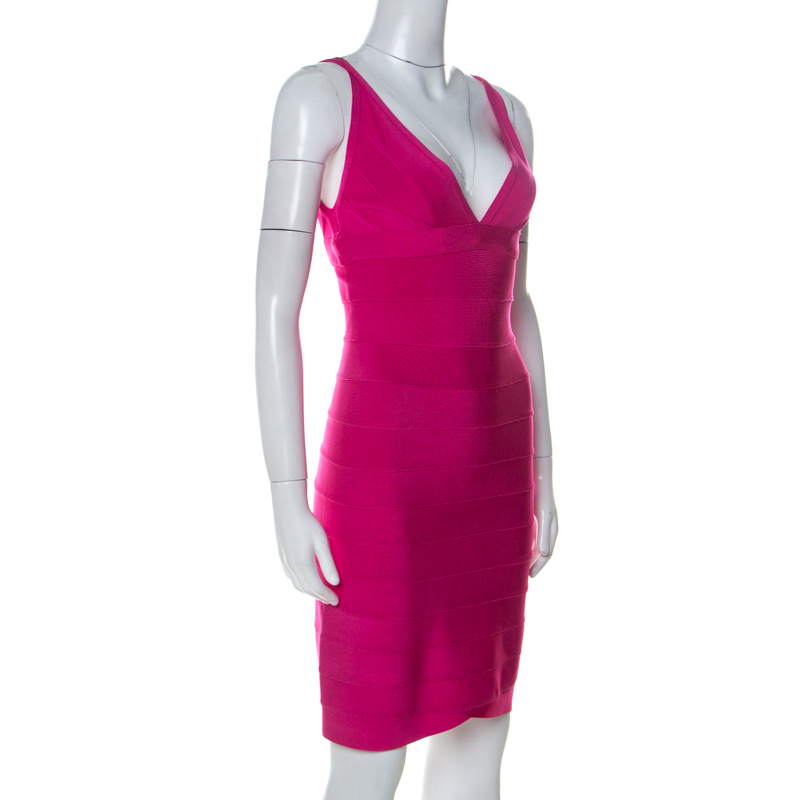 

Herve Leger Pink Lauren Mini Bandage Dress