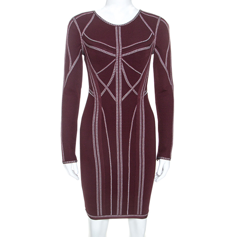 herve leger burgundy dress