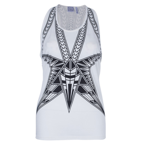 Herve Leger Inna White Print Racerback Tank Top S