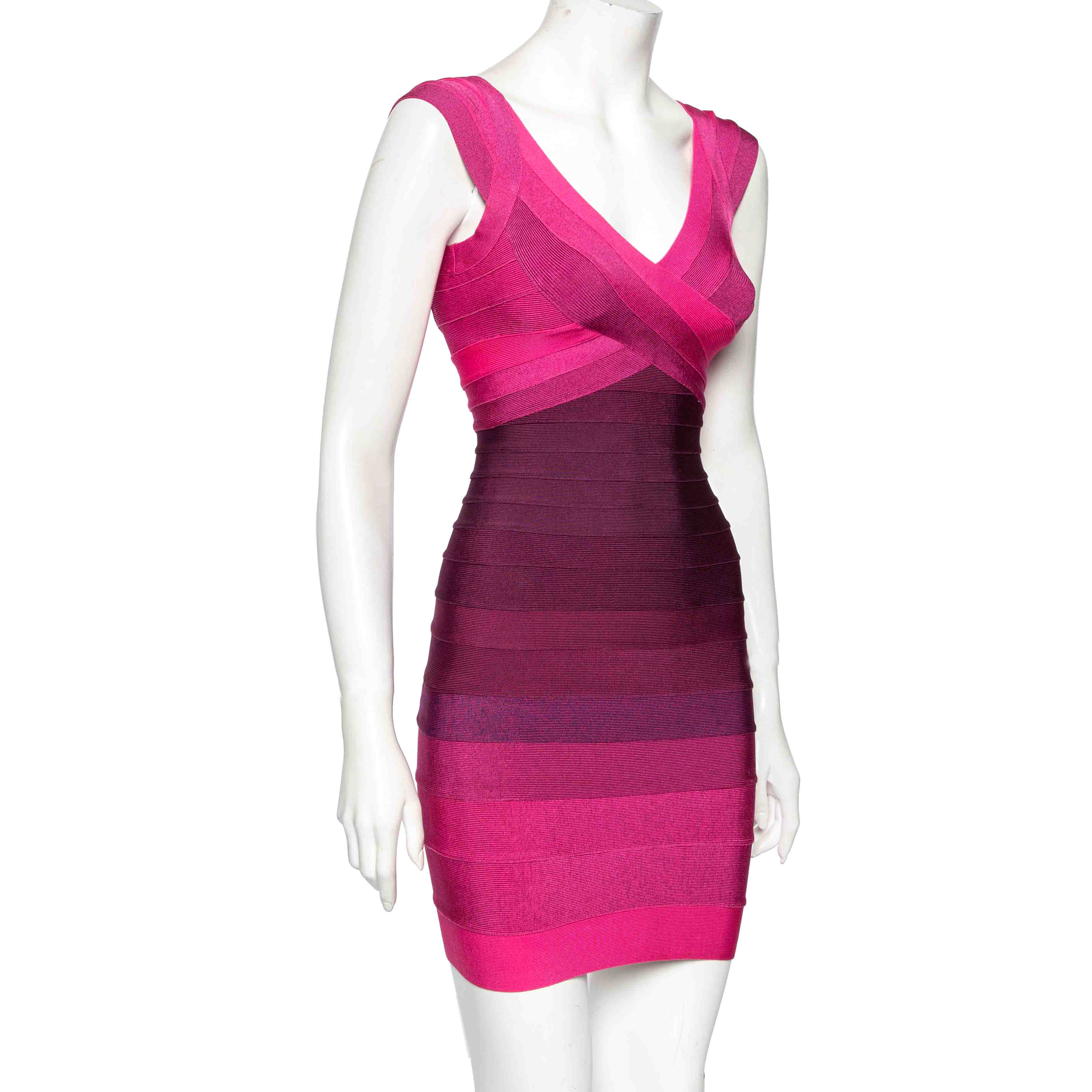 

Herve Leger Pink Ombre Bandage Nannette Bodycon Dress