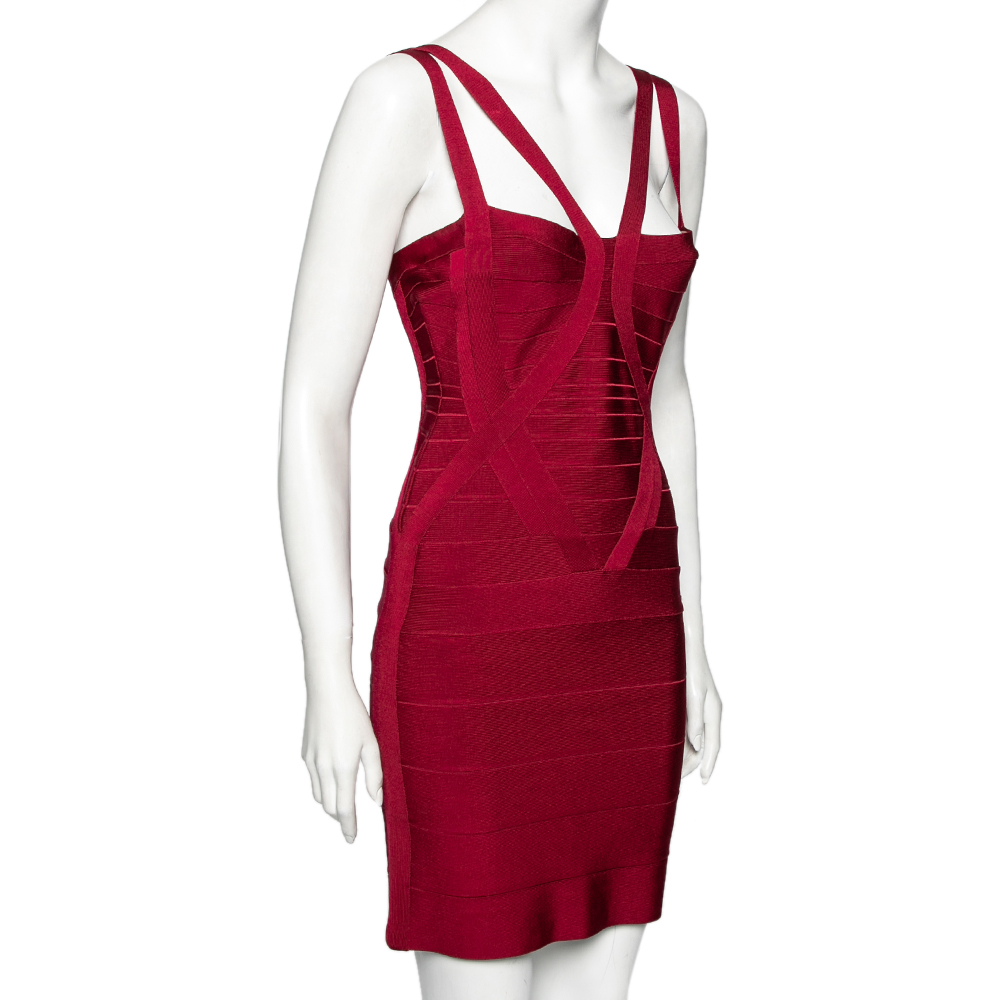 

Herve Leger Burgundy Bandage Bodycon Dress