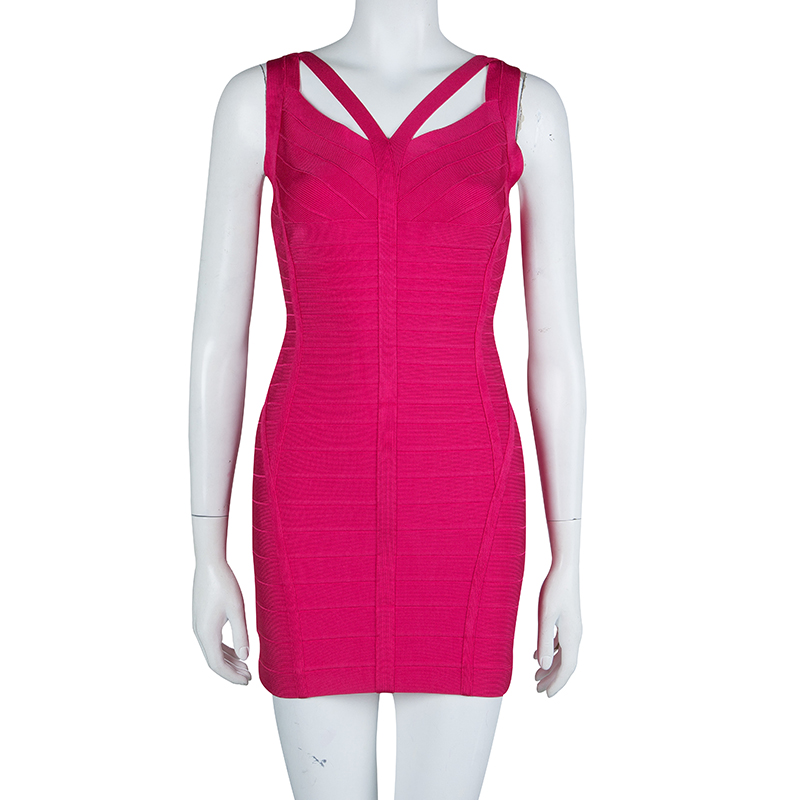 

Herve Leger Pink Knit Sleeveless Bandage Dress