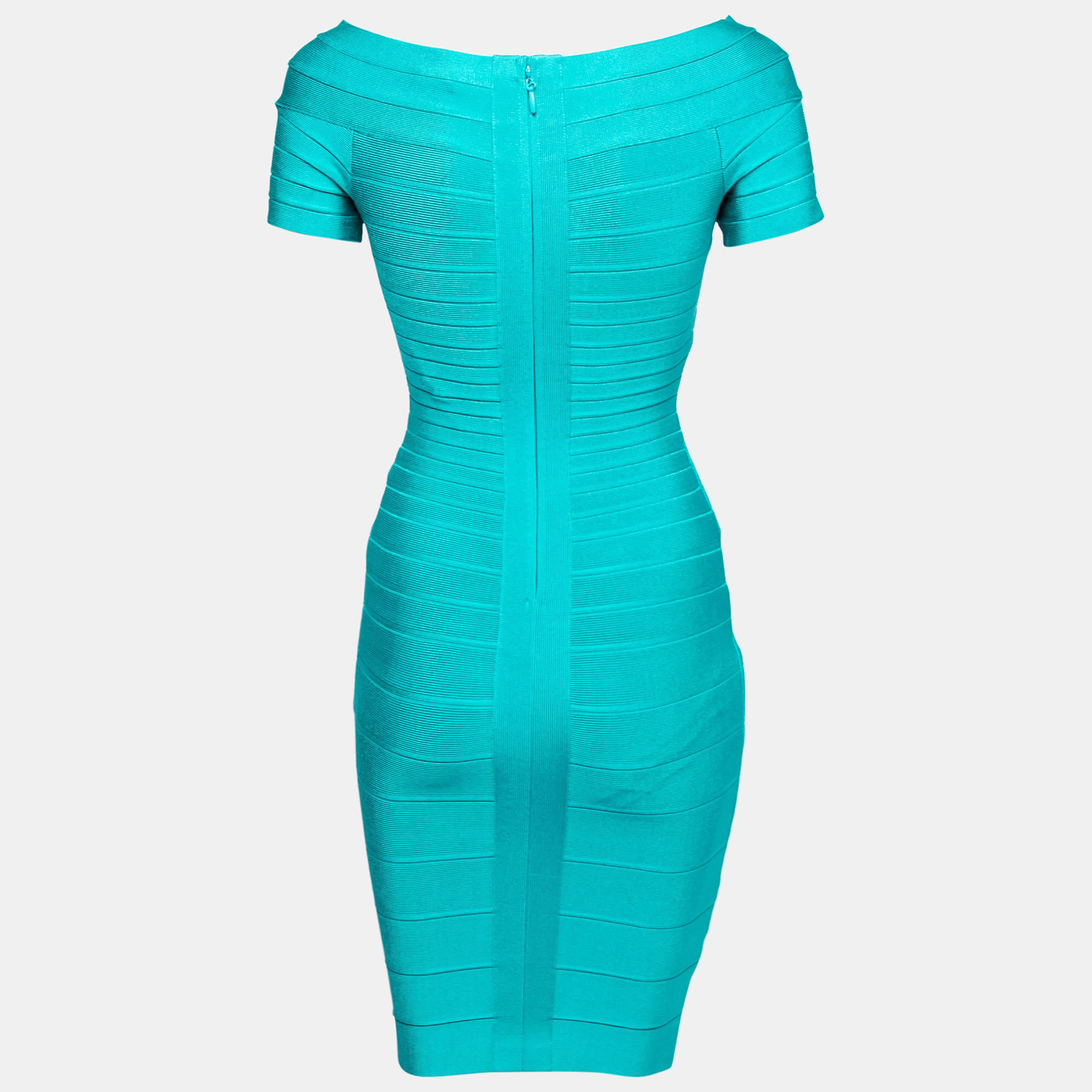 

Herve Leger Blue Bandage Carmen Off-Shoulder Bodycon Dress