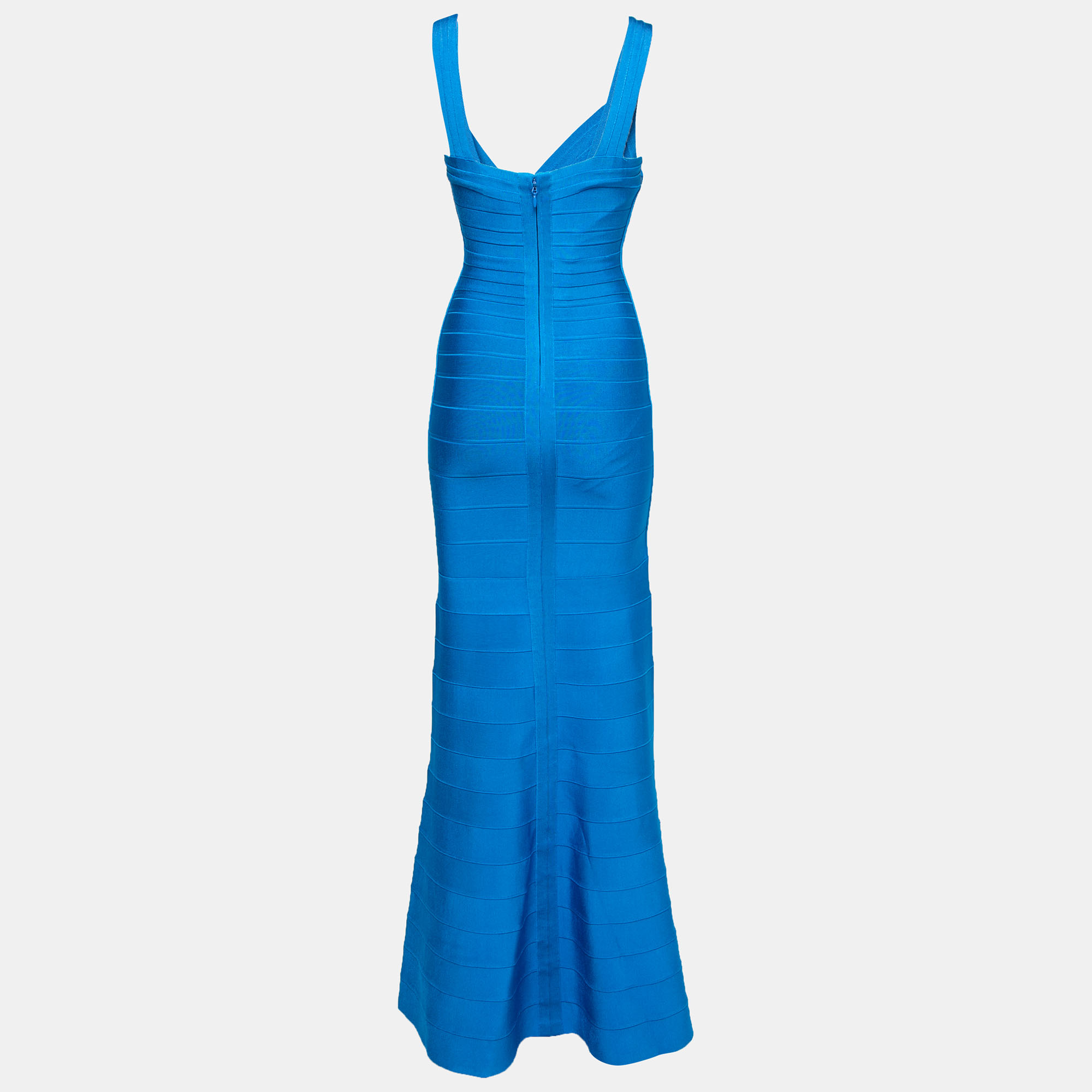 

Herve Leger Blue Bandage Sleeveless Bodycon Gown