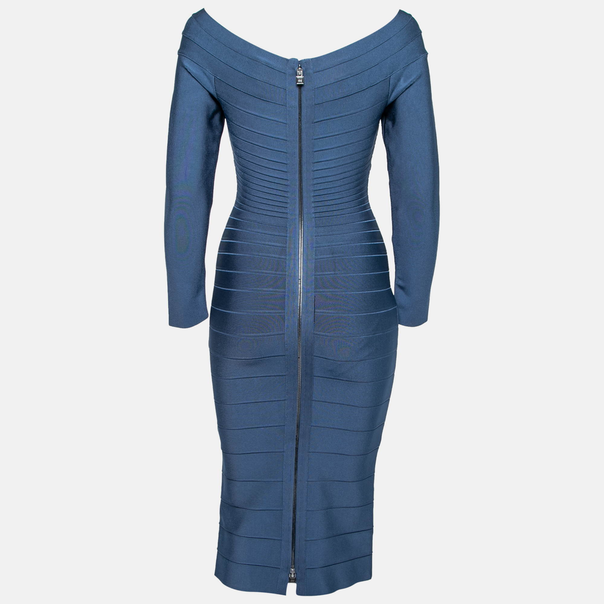 

Herve Leger by Max Azria Blue Anett Long-Sleeve Bandage Dress