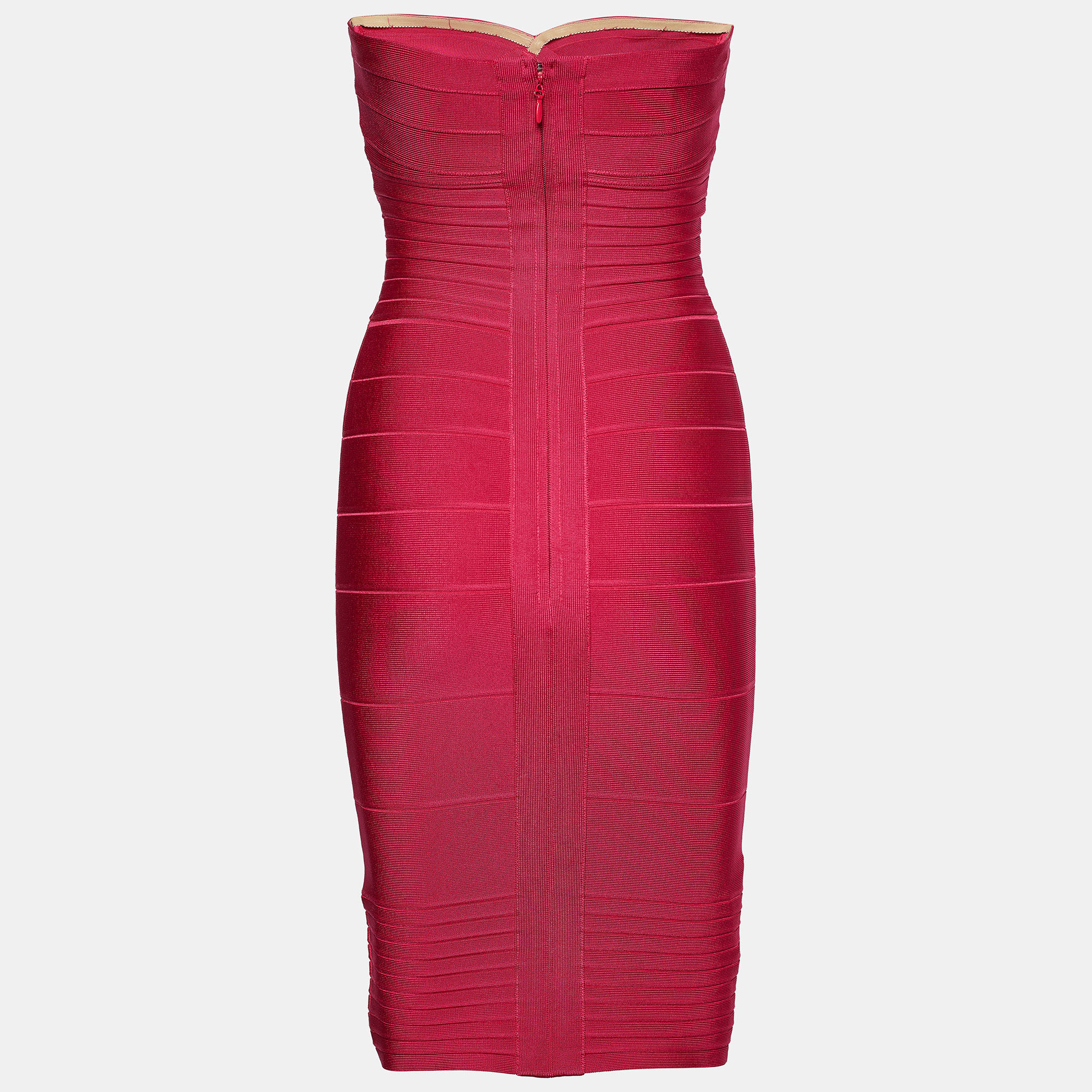 

Herve Leger Pink Synthetic Strapless Bodycon Mini Dress