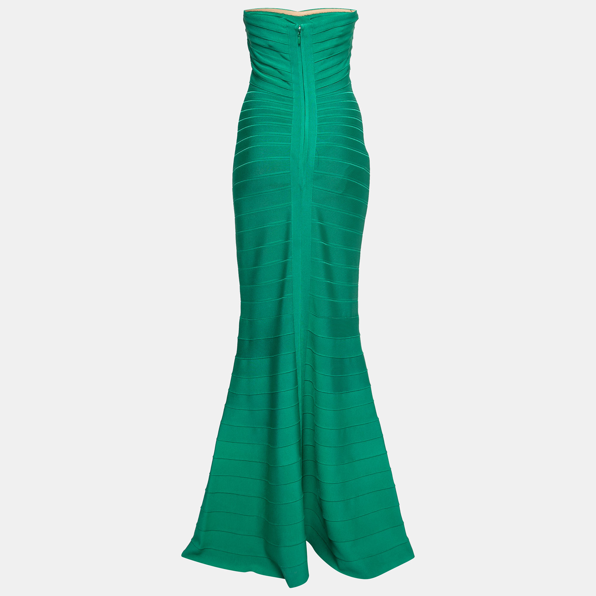 

Herve Leger Green Bandage Sara Strapless Bodycon Gown