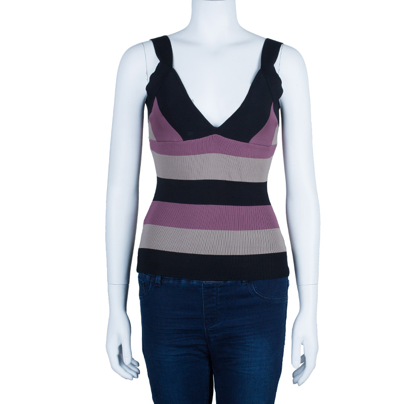 

Herve Leger Tricolor Sleeveless Bandage Top, Multicolor
