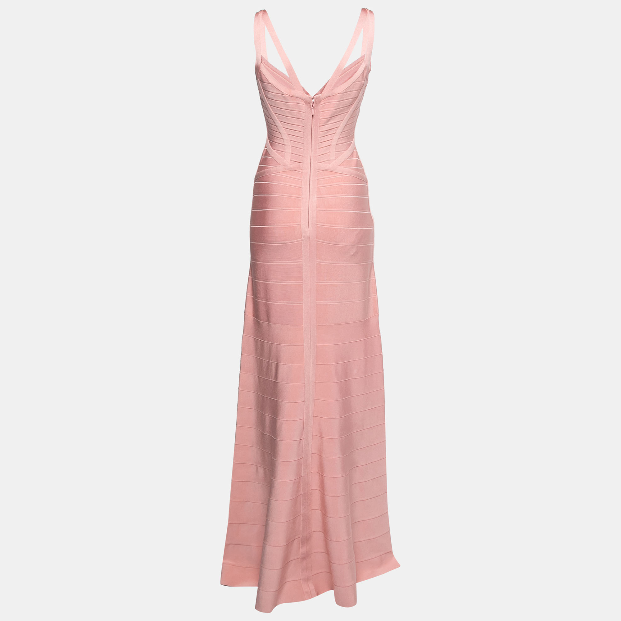 

Herve Leger Light Pink Knit Bandage Maxi Dress