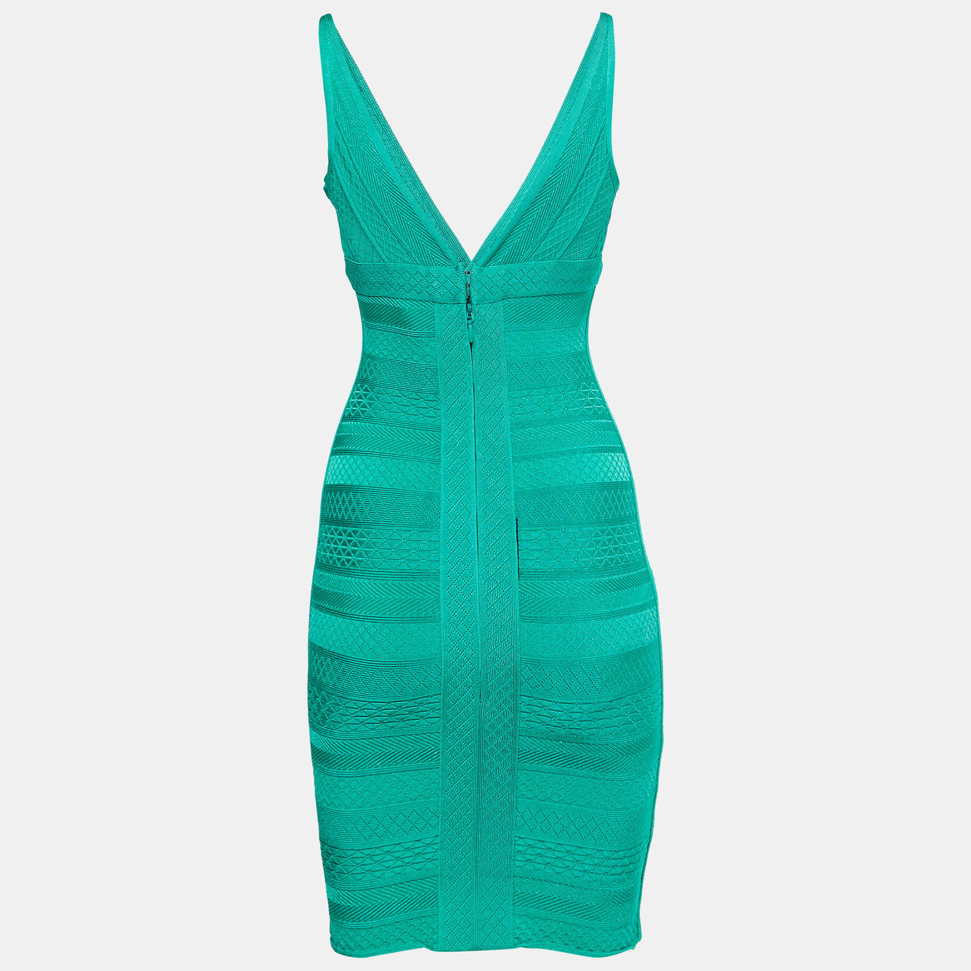 

Herve Leger Green Knit Lauren Bodycon Mini Dress