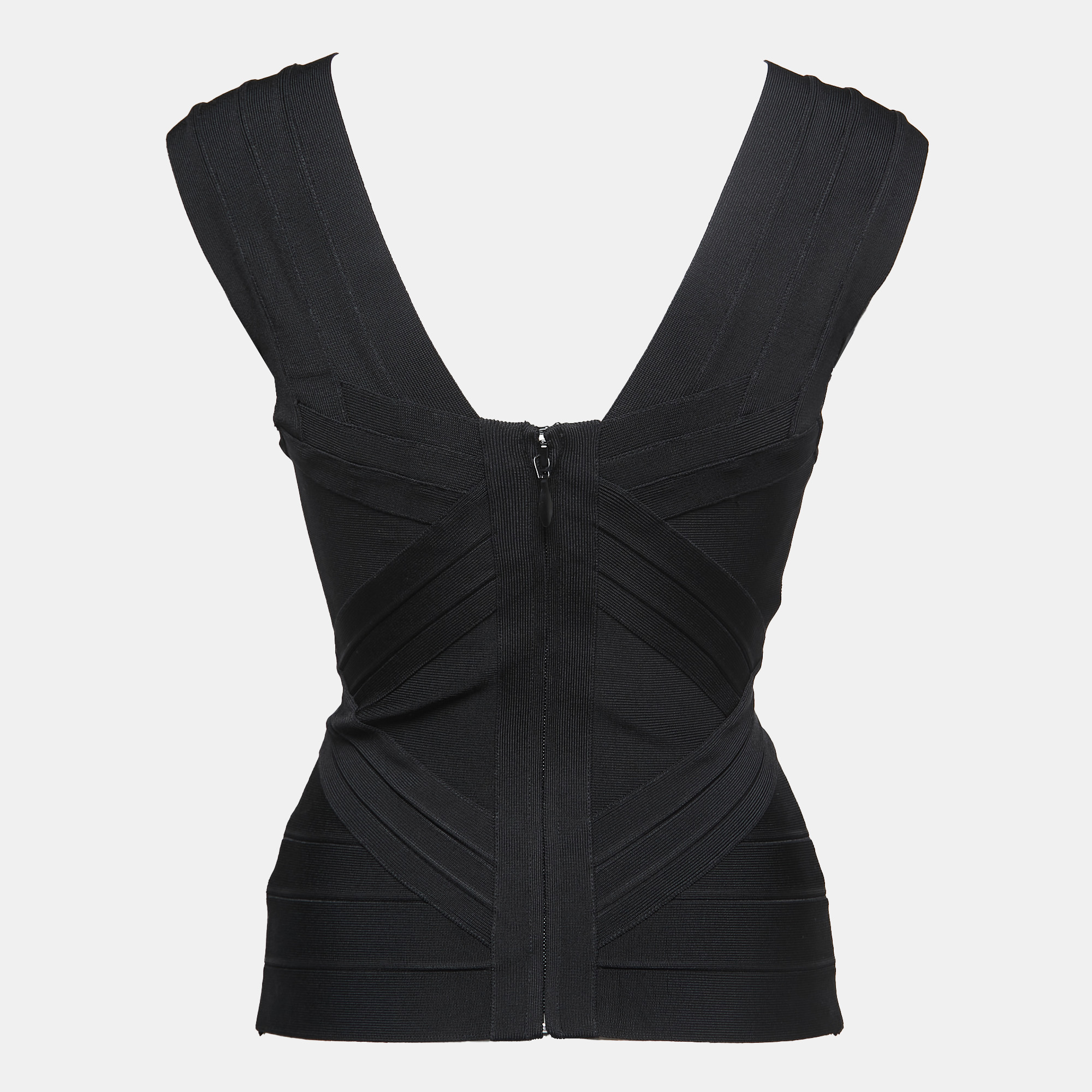 

Herve Leger Black Knit Sleeveless Blouse