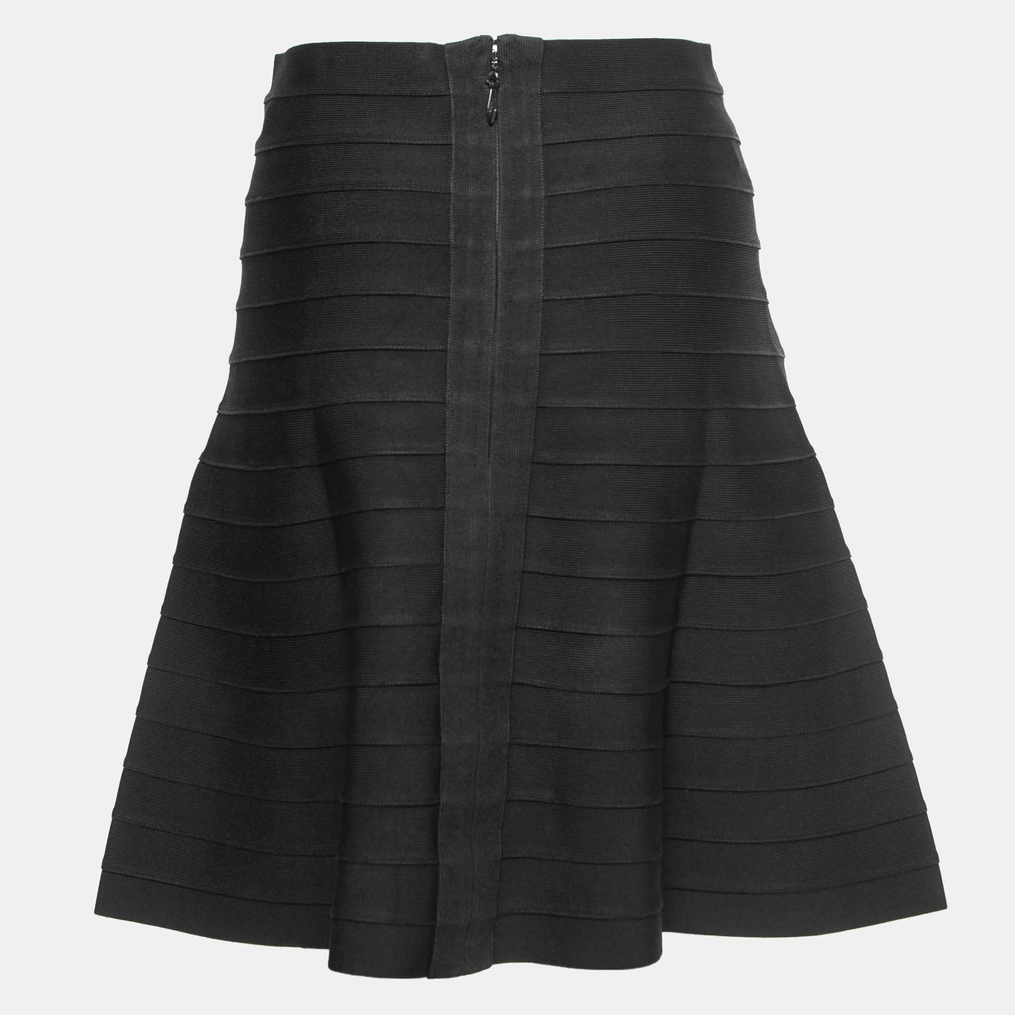 

Herve Leger Black Bandage Knit Mini Skirt