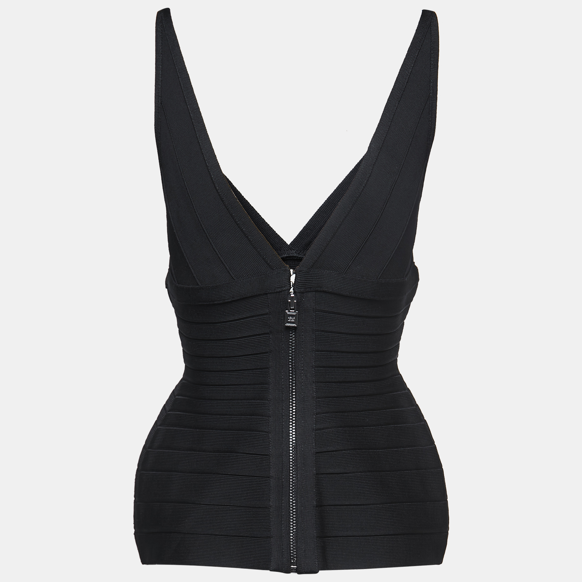 

Herve Leger Black Knit V-Neck Sleeveless Top