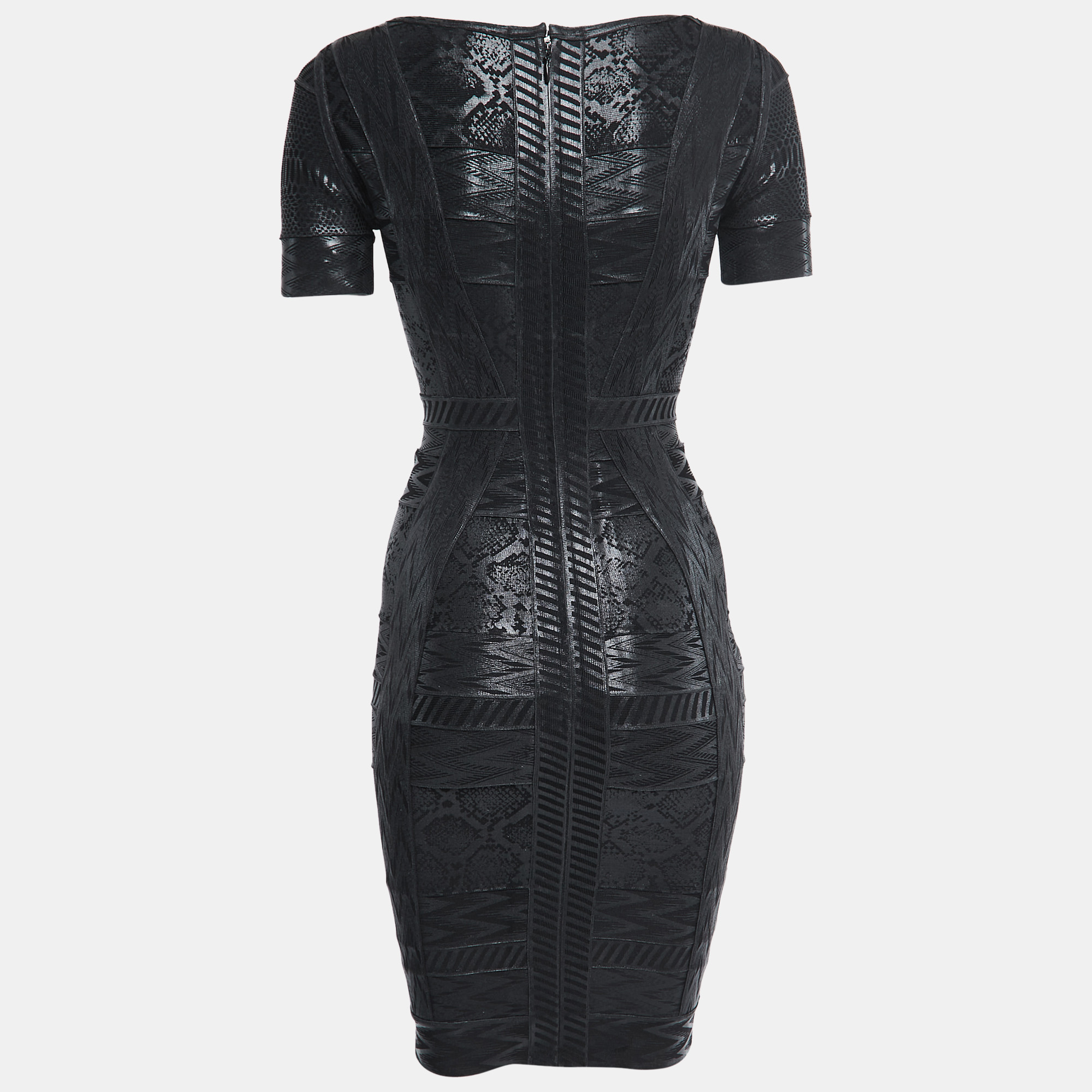 

Herve Leger Black Patterned Knit Bodycon Short Dress