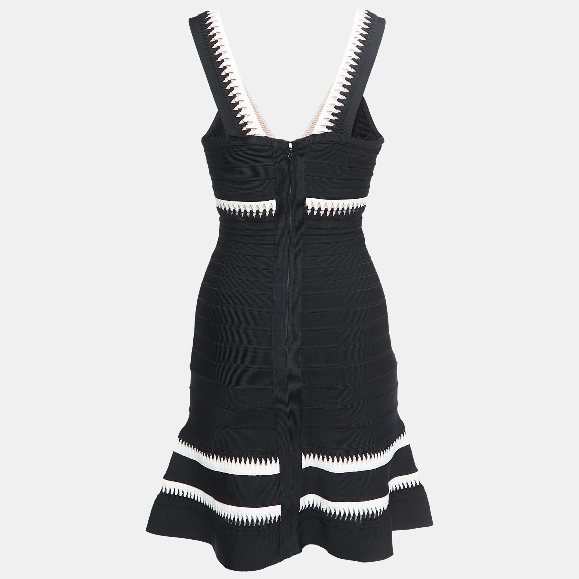 

Herve Leger Black Knit Flared Sleeveless Bandage Dress