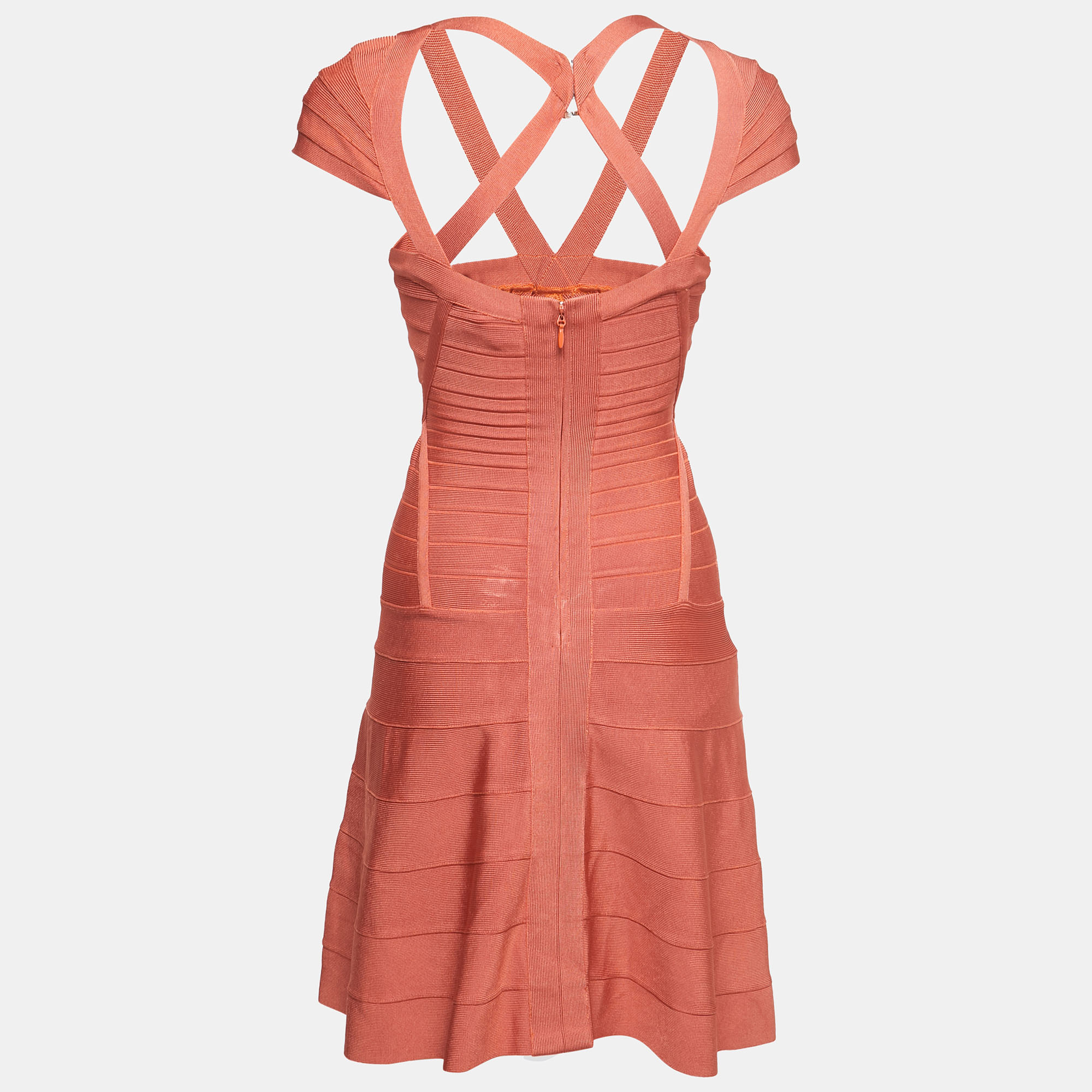 

Herve Leger Orange Knit Bandage Short Dress