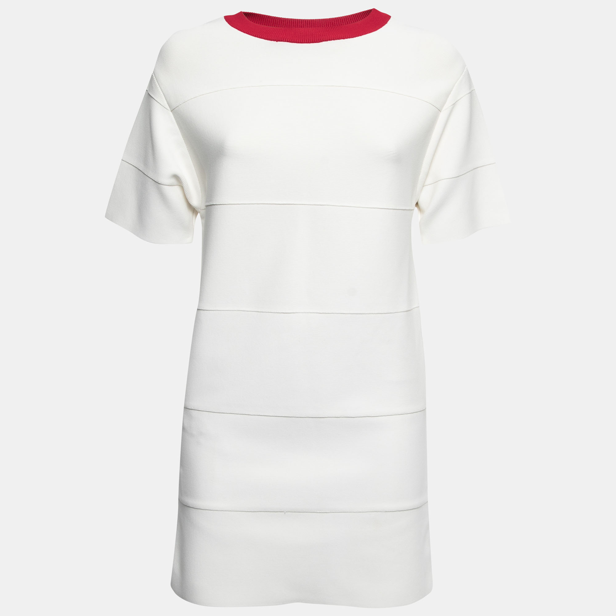 

Herve Leger White Bandage Knit Crewneck Short Sleeve Mini Dress