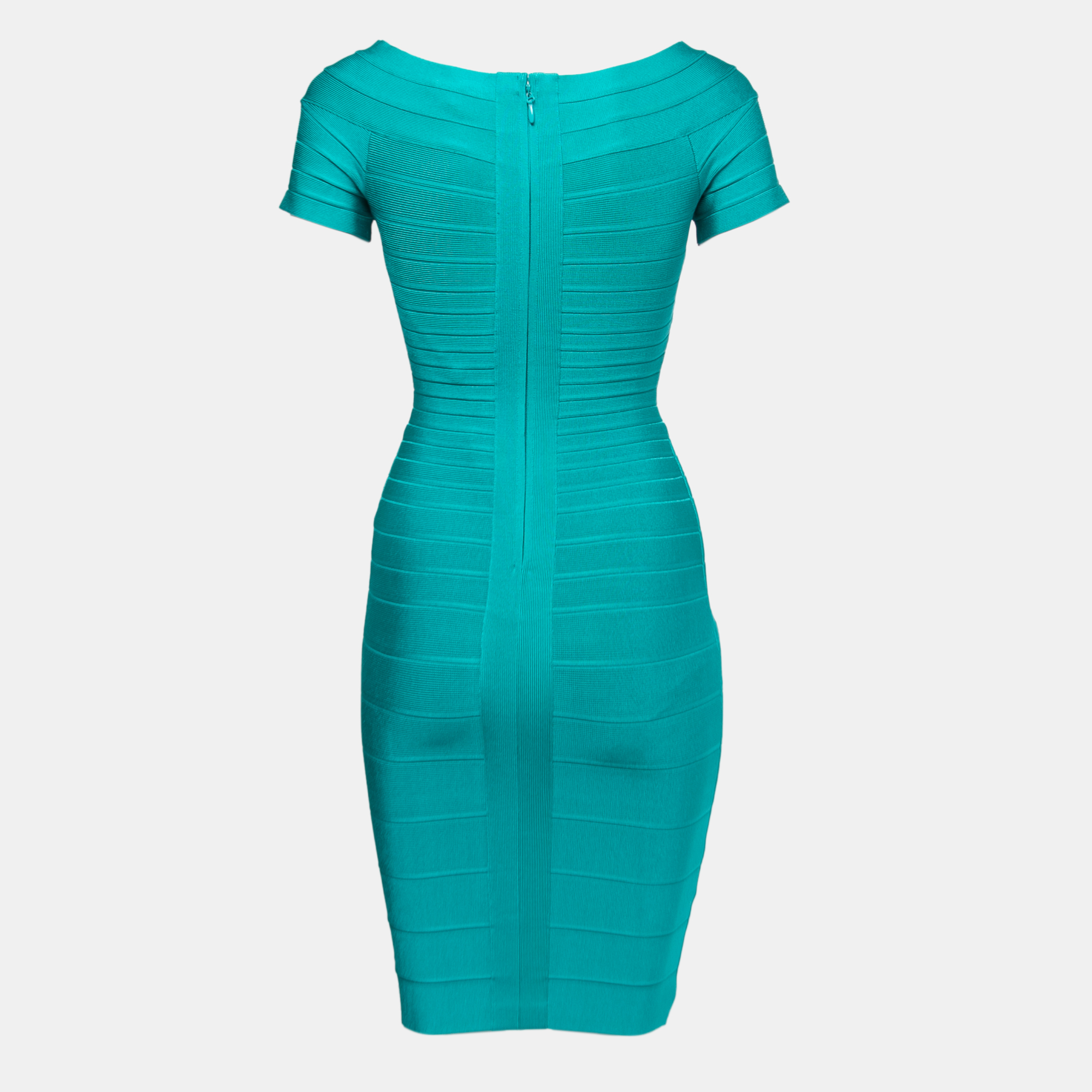 

Herve Leger Green Bandage Knit Carmen Bodycon Dress