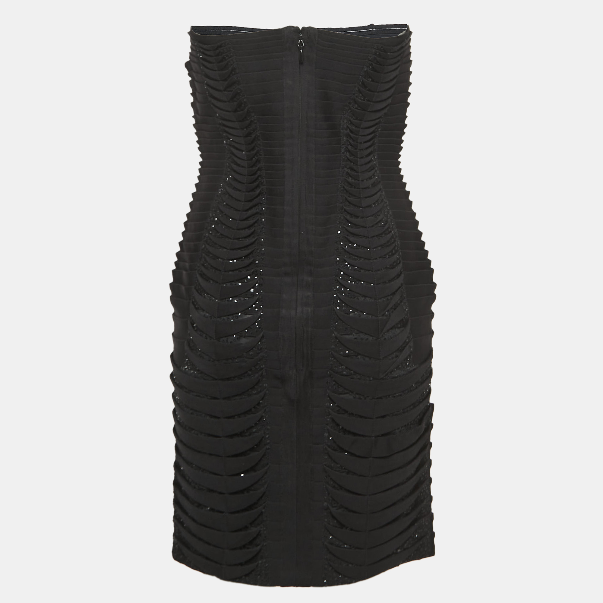 

Herve Leger Black Sequined Knit Strapless Mini Dress