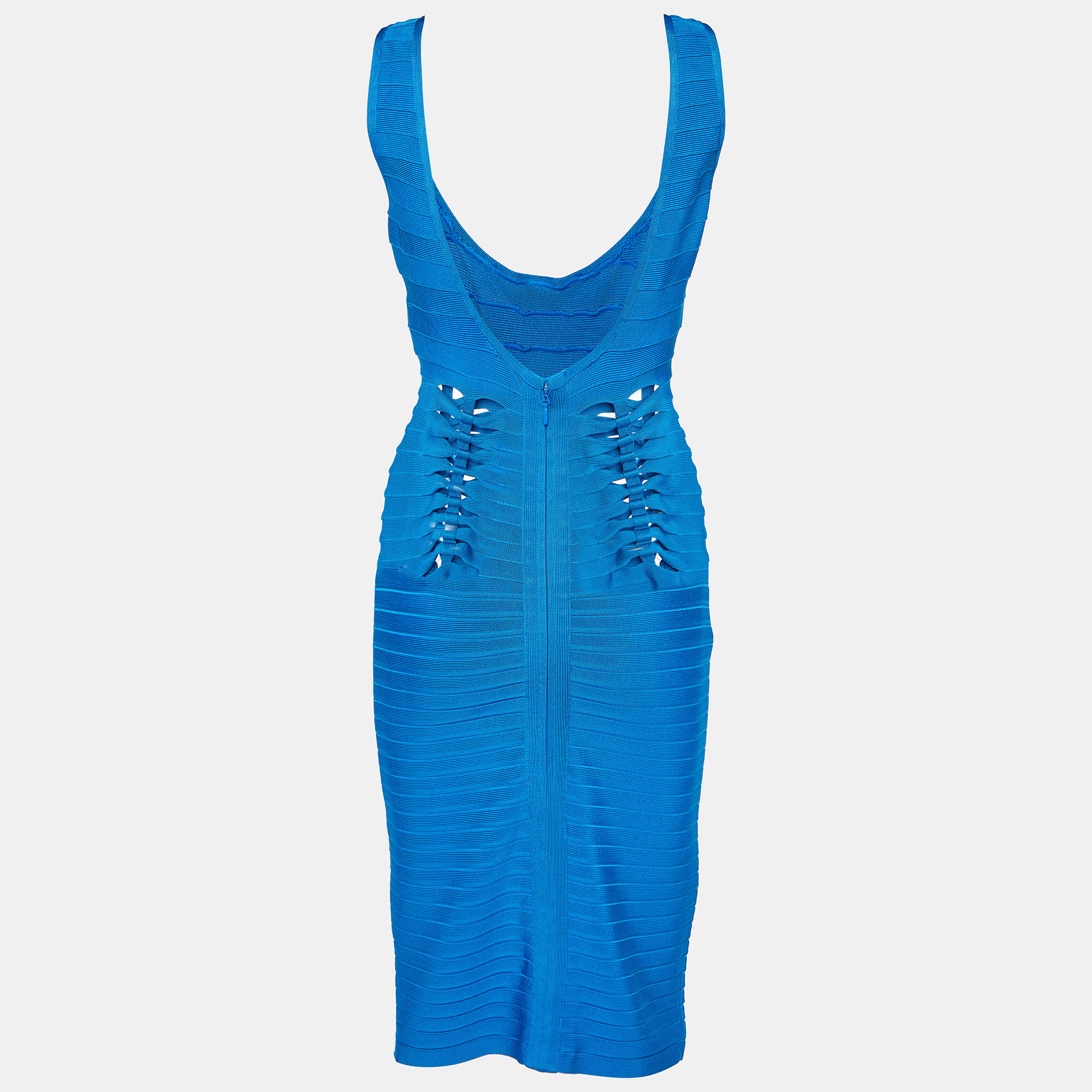 

Herve Leger Blue Cutout Detail Bandage Mini Dress