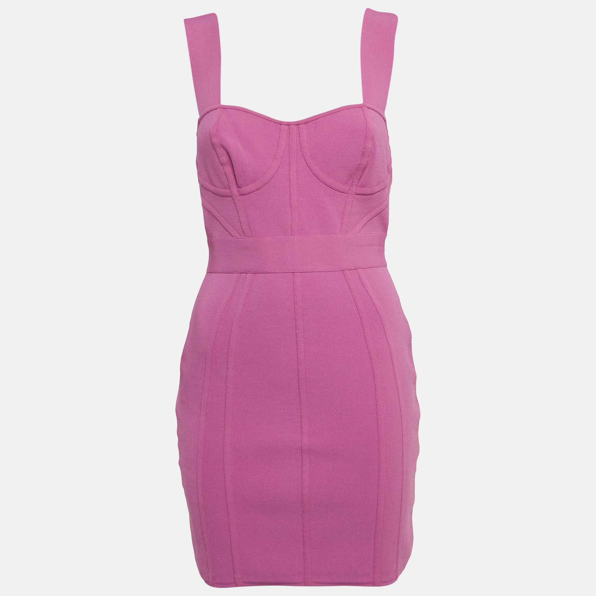 Herve Leger Pink Bandage Knit Sleeveless Mini Dress M