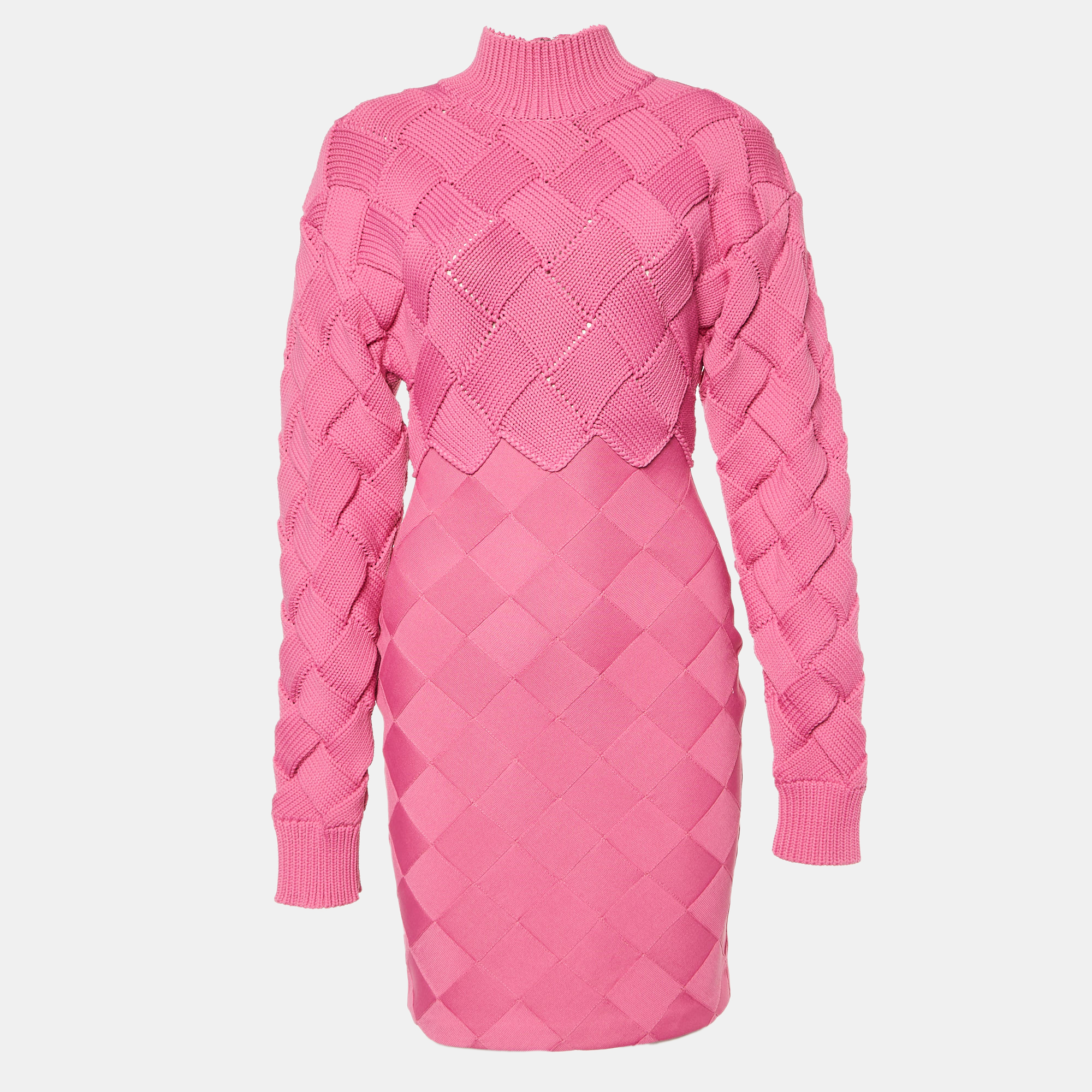 Pink Bandage Weave Mini Dress