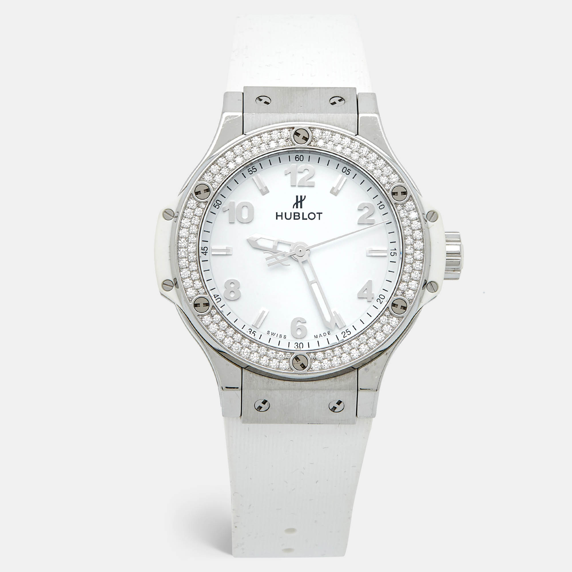 

Hublot White Stainless Steel Rubber Diamond Big Bang