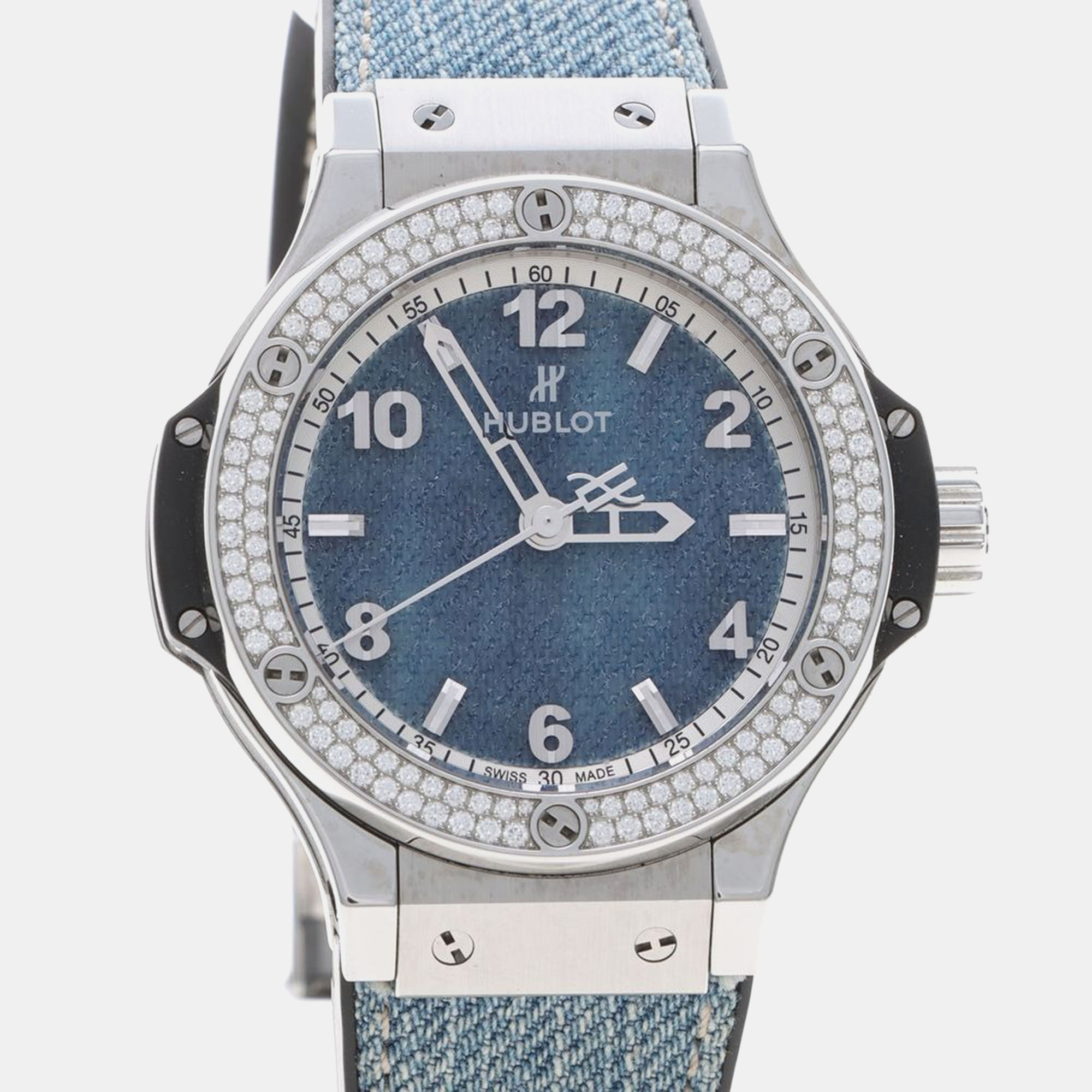 Pre-owned Hublot Big Bang 361.sx.2710.nr.1104.jeans Quartz Stainless Steel Men's Wristwatch 38 Mm In Blue