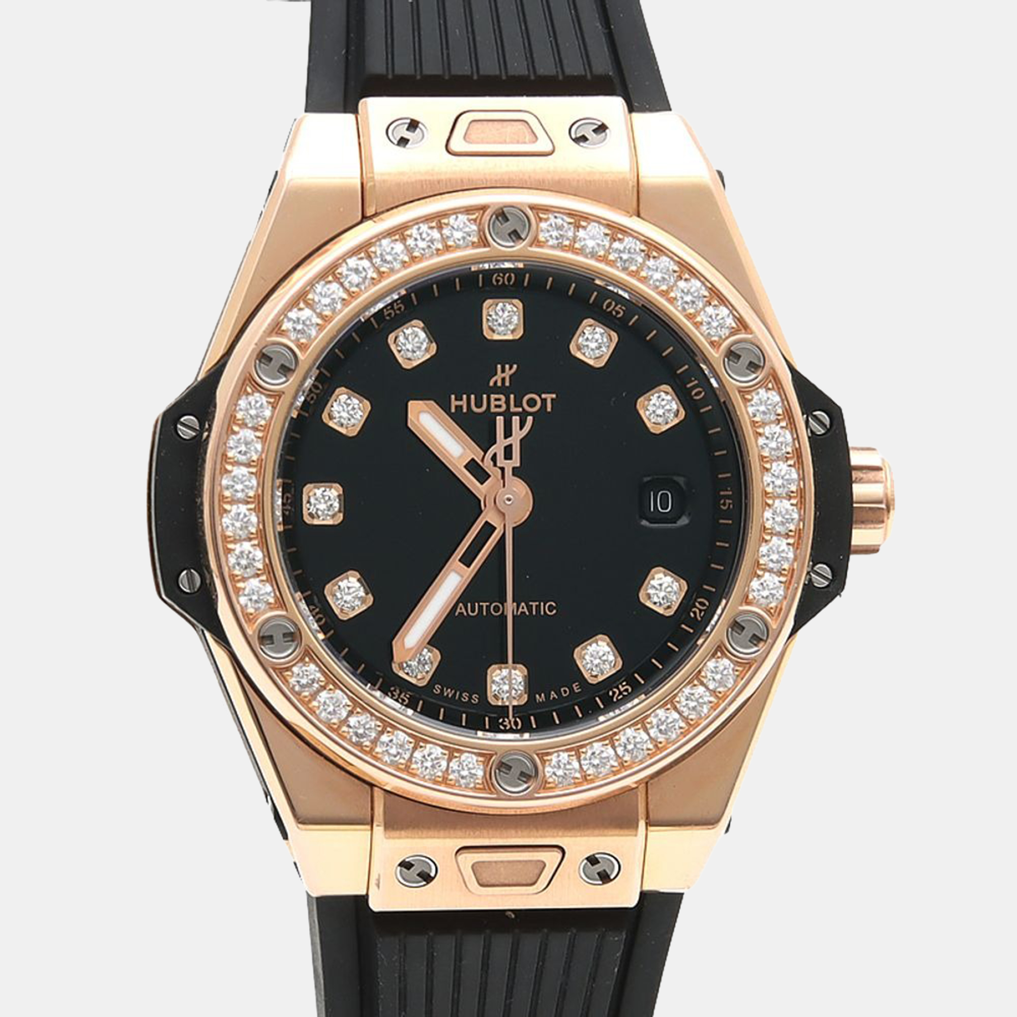 

Hublot Big Bang Diamond Automatic Rose Gold Titanium Women's Wristwatch 33 mm, Black