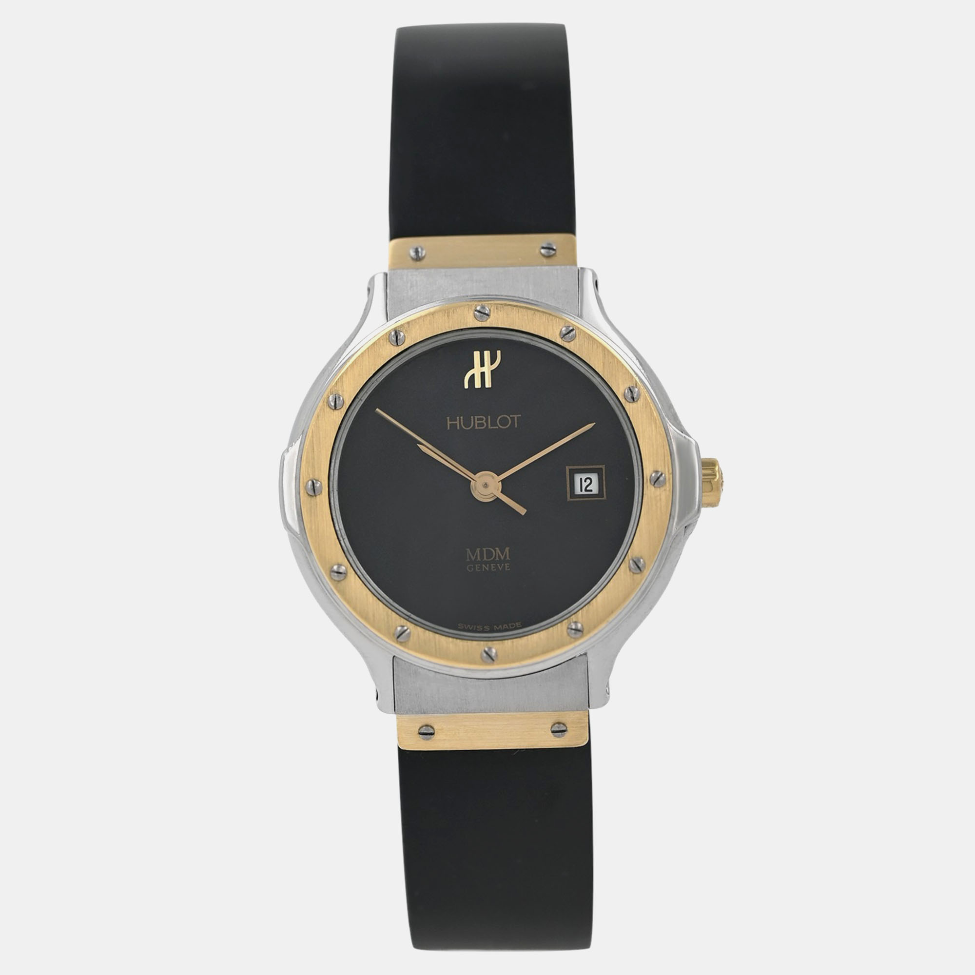 

Hublot MDM Classic 1391.2 Quartz Black 18k Yellow Gold Stainless Steel Women's Wristwatch 28 mm