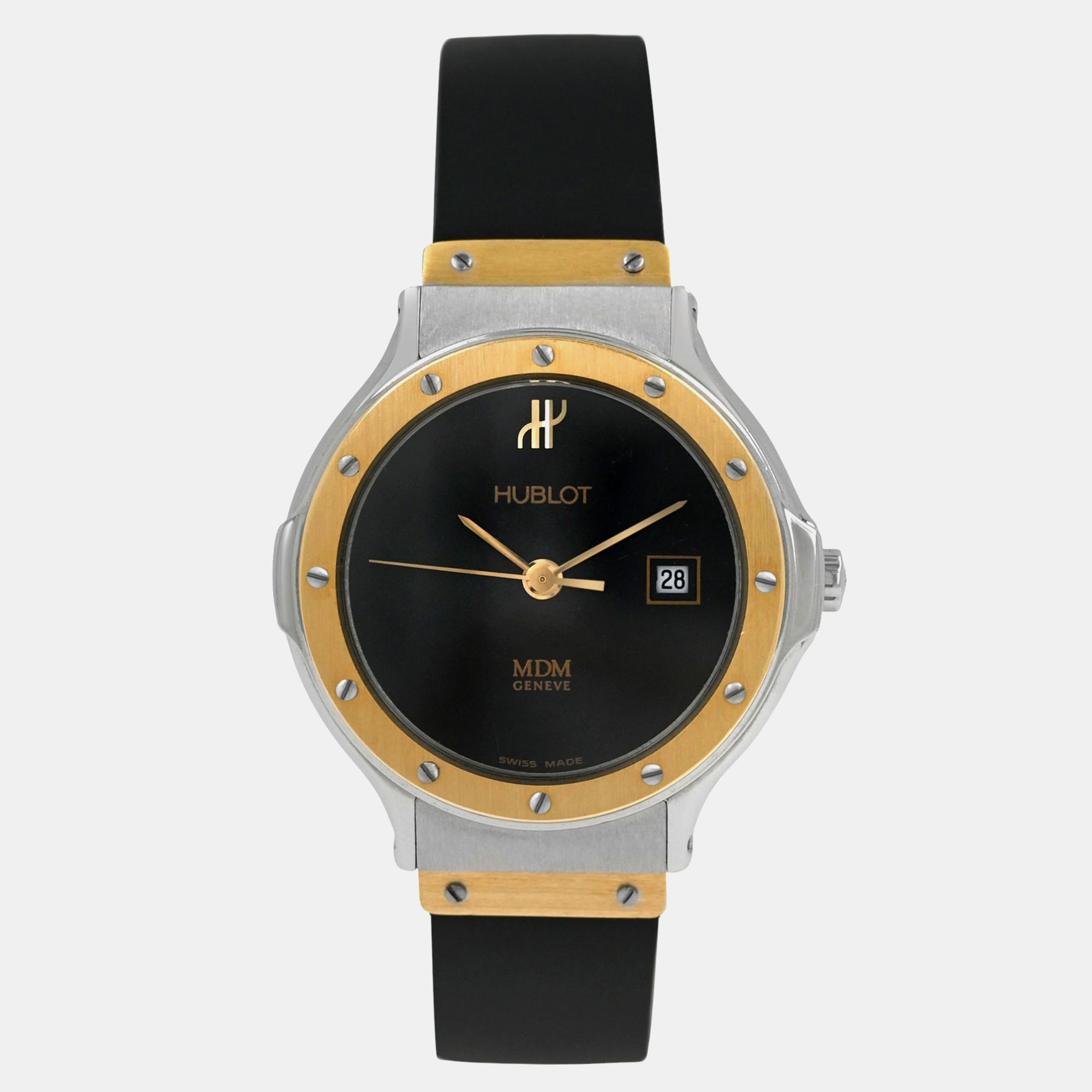 

Hublot MDM Classic 1393.2 Quartz Black 18k Yellow Gold Stainless Steel Women's Wristwatch 28 mm