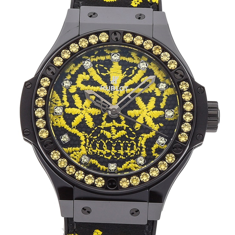 

Hublot Black/Yellow Ceramic And Yellow Sapphire Bezel Big Bang Broderie Sugar Skull Fluo Sunflower343.CY.6590.NR.1211 Women's Wristwatch