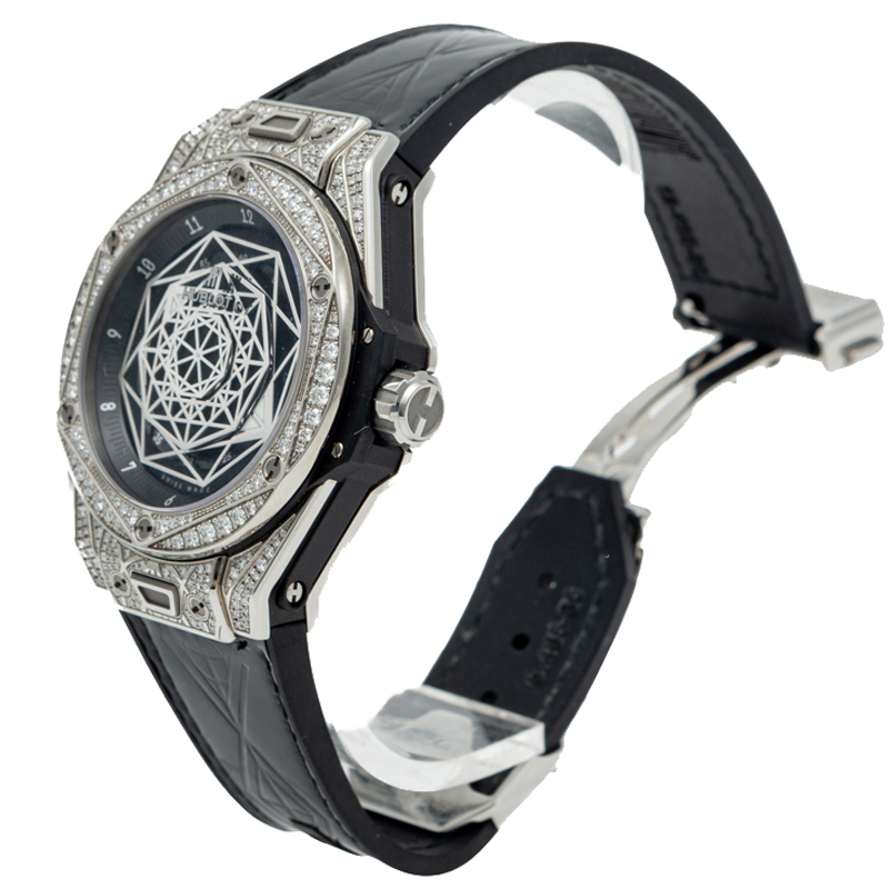 

Hublot Black Big Bang Sang Bleu Steel Pave Diamond Watch