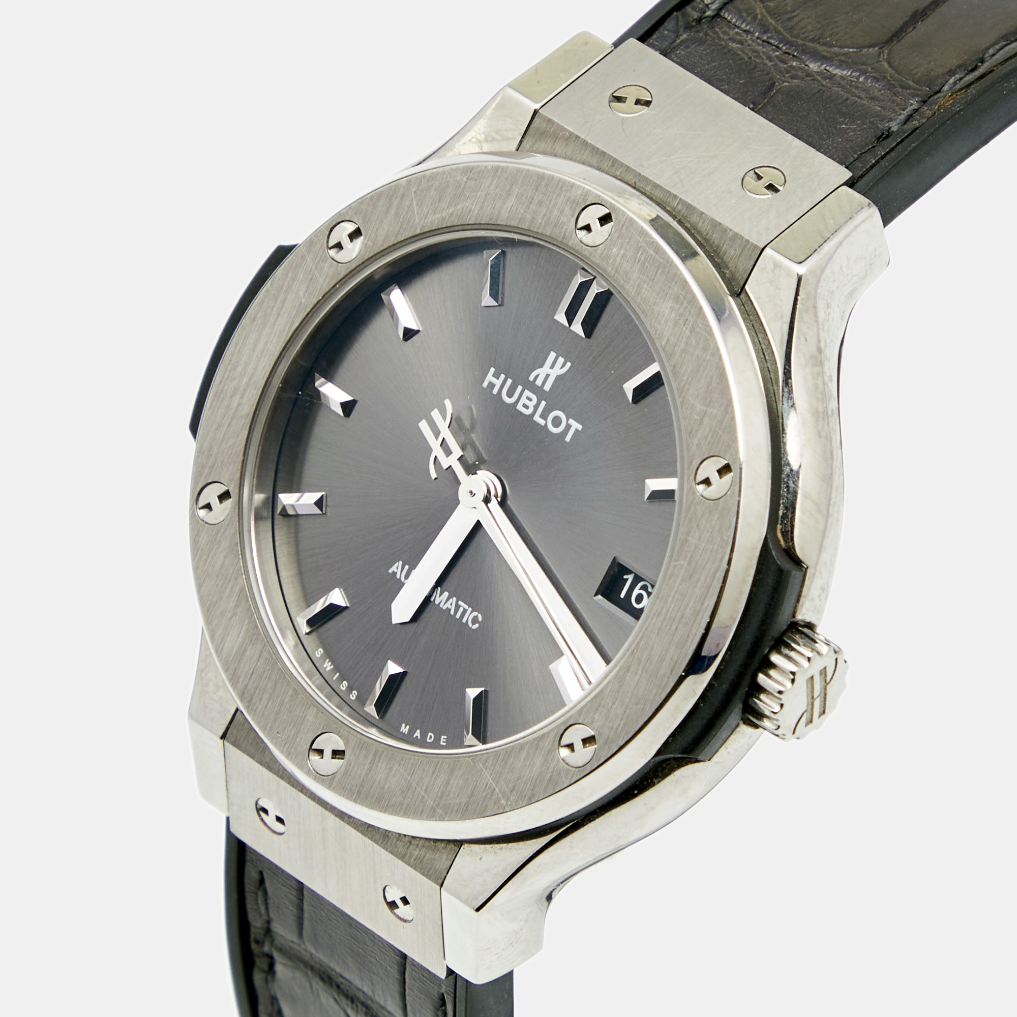 

Hublot Grey Titanium Alligator Classic Fusion