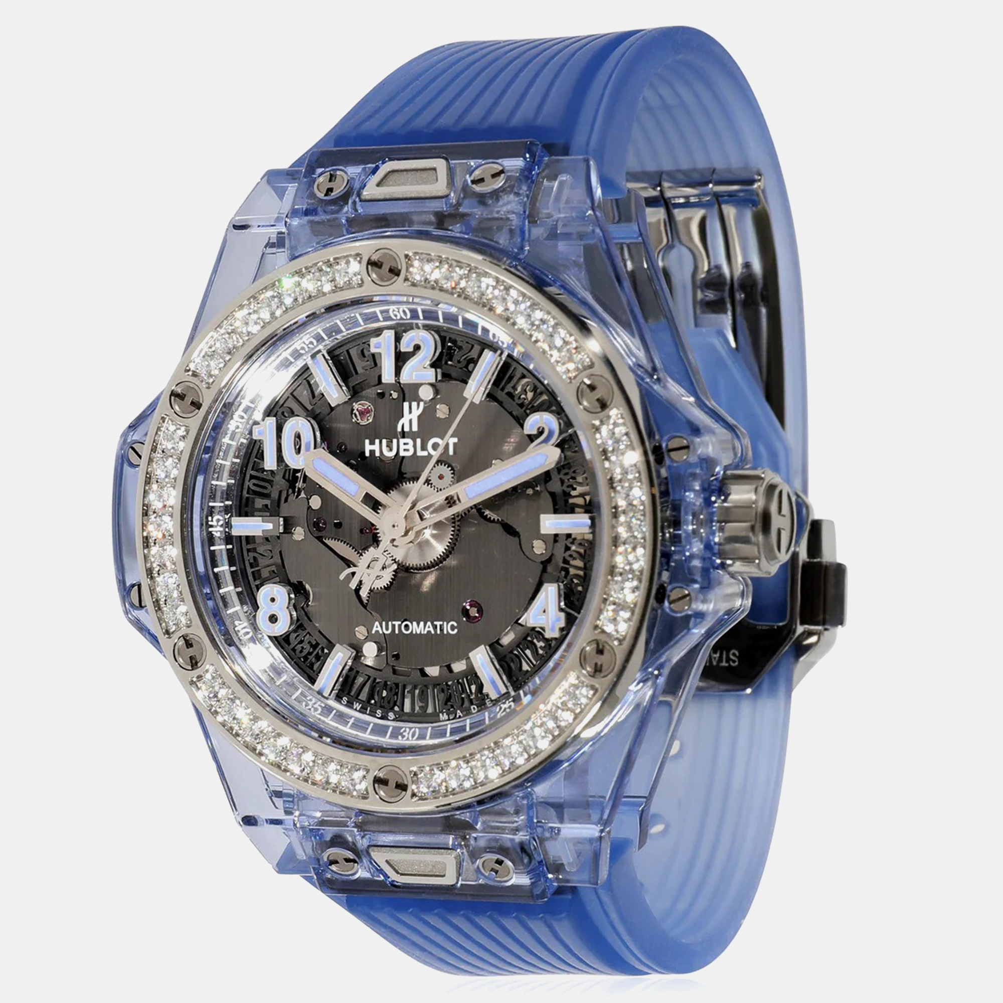 Pre-owned Hublot Grey Sapphire Big Bang 465.jl.4802.rt.1204 Automatic Women's Wristwatch 39 Mm
